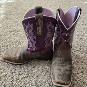 Ariat Purple and Brown Leather Boots